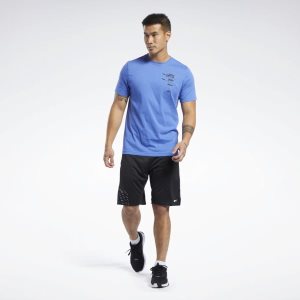 Reebok Graphic T Shirt Herren - Blau - DE 140-YGX